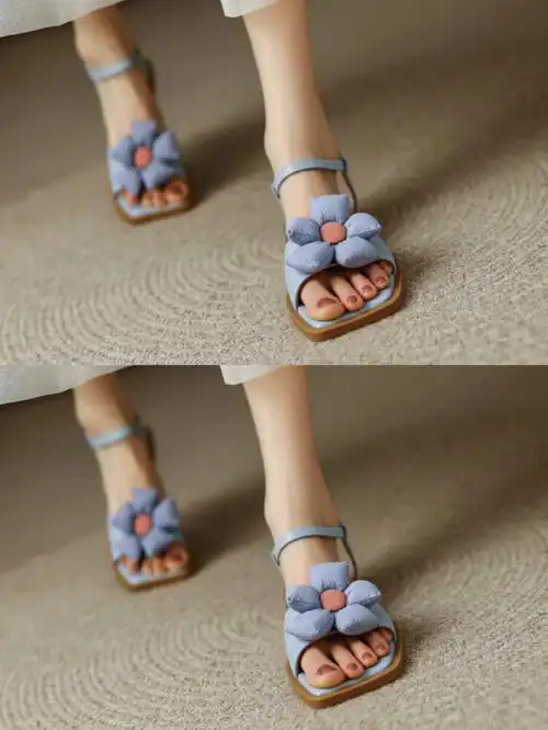 气泡花朵凉鞋