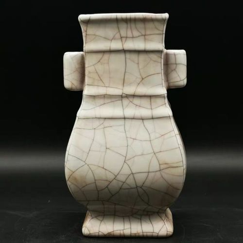 崇宁五年汴京官窑铁胎贯耳瓶仿博物馆文物古瓷器古董收藏古风摆件