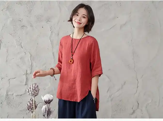 女王轻奢原创素订棉麻套装女装两件套女款女夏阔腿裤刺绣亚麻妈妈装