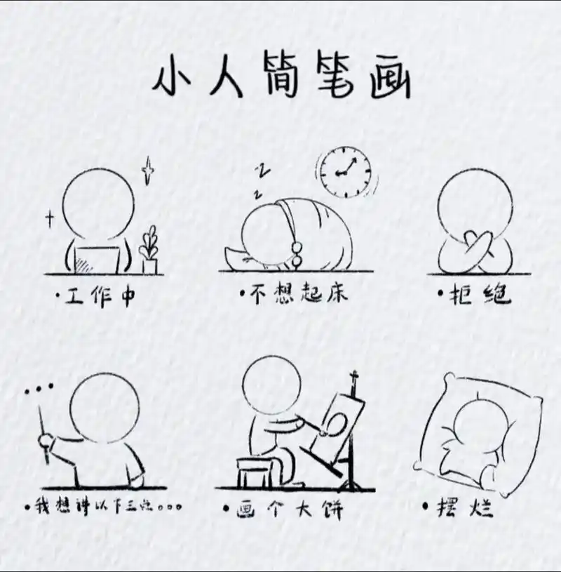 小人简笔画.小人人一日工作日程简笔画,像不像某个时候的你呀? - 抖音