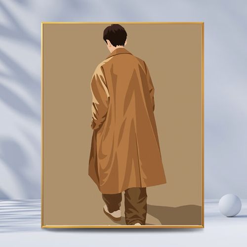 家小博情侣数字油画diy手工填色填充画心理减压人物油彩画装饰画 背影