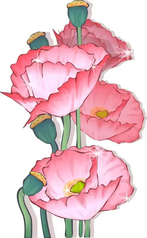 粉色花朵罂粟png元素素材