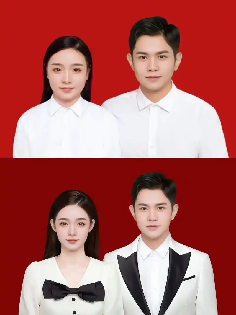 结婚登记照p图好好看啊!换装发精修都可