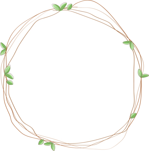 卡通绿叶线条装饰边框图片