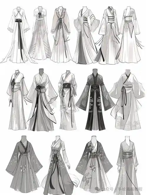 设计师的武侠古装梦!(100款古风武侠服装效果图素材)