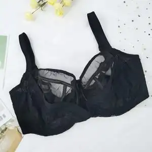 530欧美大罩杯夏季薄款透明文胸性感大胸显小胸罩有钢圈上托内衣