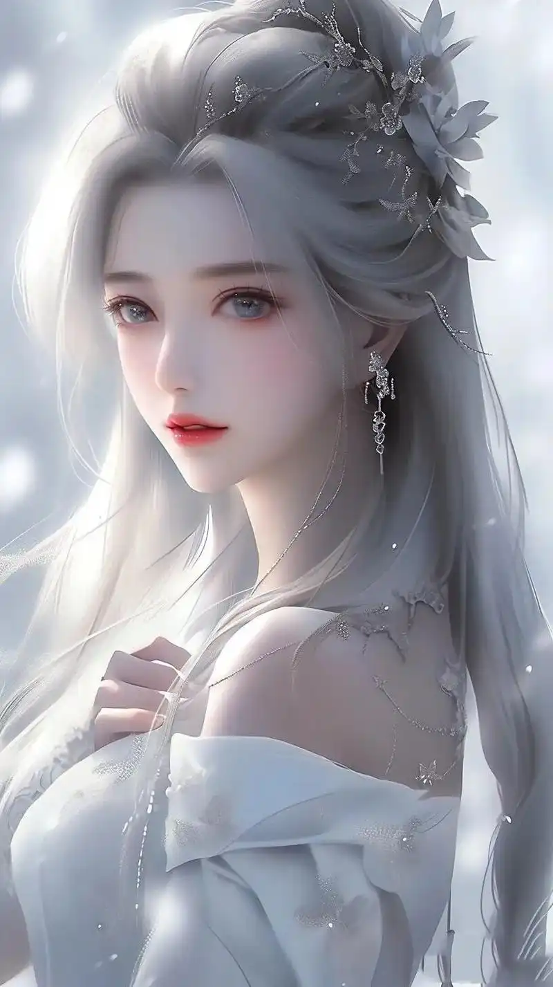 二次元壁纸,白头发的动漫女神,有着美丽的外貌和独特的魅力