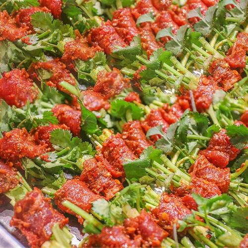 串串香食材包菜牛肉生鲜火锅食材新鲜香包菜牛肉串半成品2斤/袋