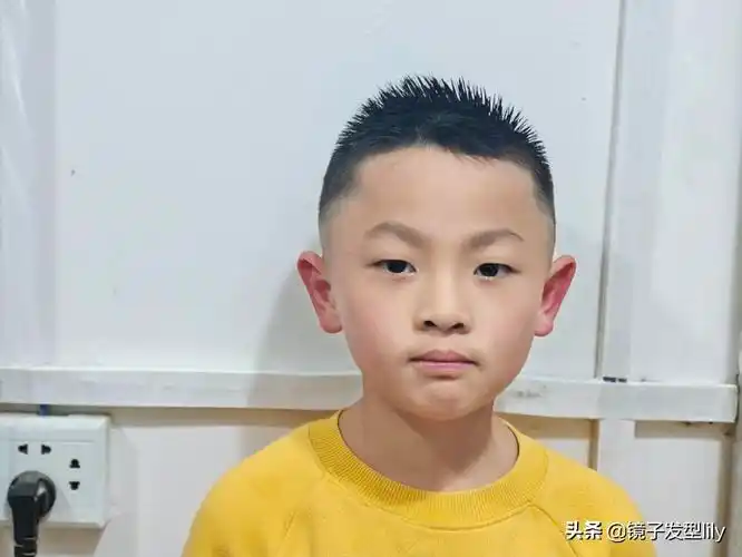 圆寸头也是比较常见的小男孩发型,可以用电推子选择配套的卡尺,整体