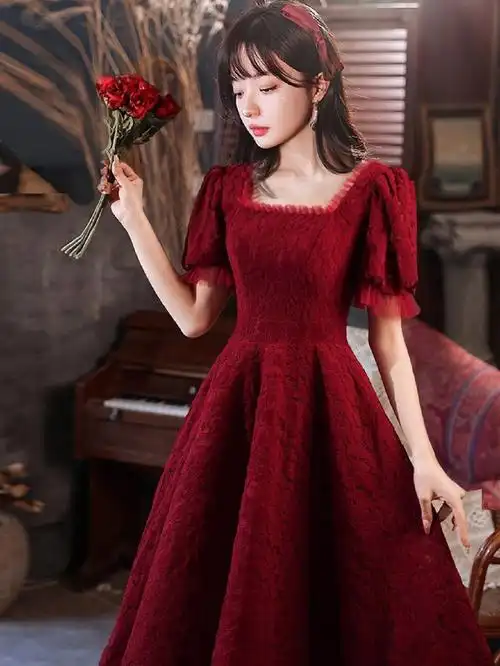 敬酒服新娘春小个子回门订婚红色小礼服连衣