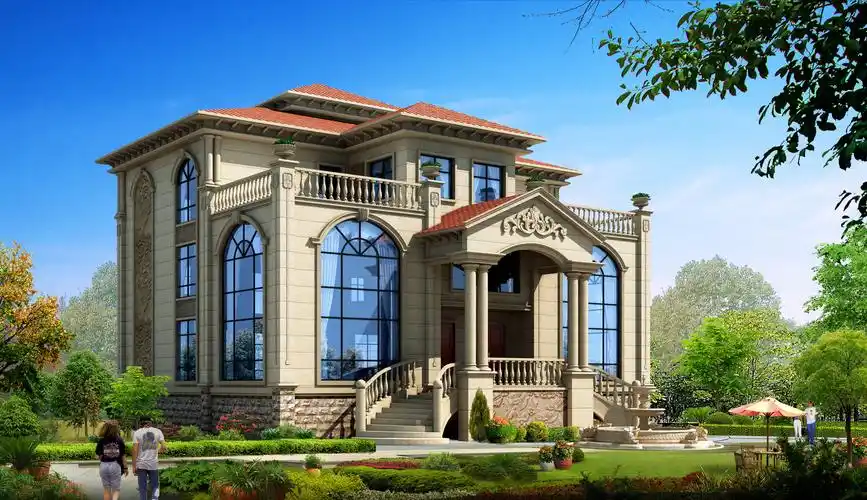 框架结构四层豪华欧式占地280平自建别墅图纸