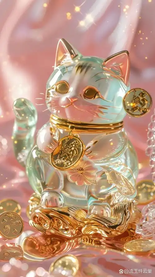 壁纸|吸金黄水晶招财猫,暴富暴美好运连连