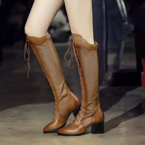 高筒靴女2018新款坡跟靴子内增高白色网红靴厚底显瘦长靴瘦瘦靴