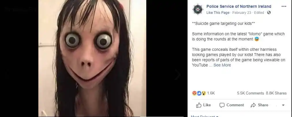 "momo challenge" creates concerns as an online horror dare