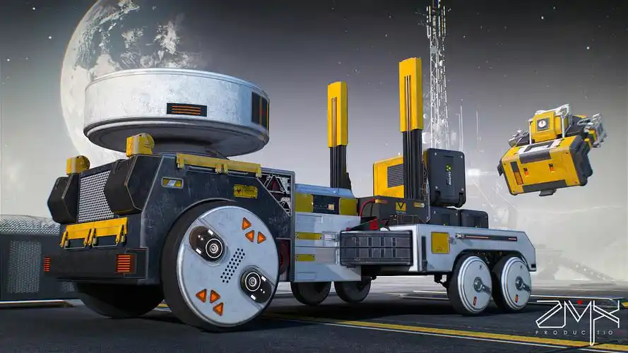 原创科幻工业风格载具机械场景