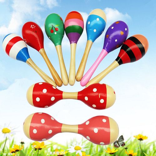 奥尔夫打击乐器木制沙球沙锤 幼儿玩具摇铃玩具中号沙锤双头砂锤