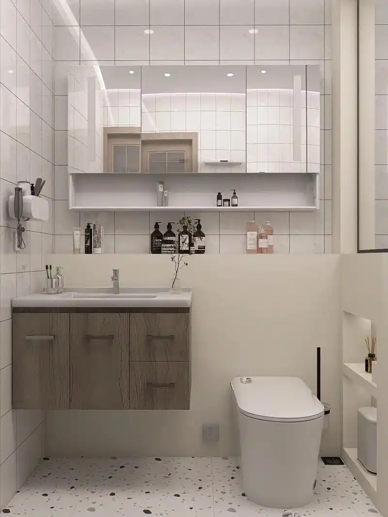 4㎡干湿分离06装修收纳有这些!风格:现代风小户型 卫生间 - 抖音