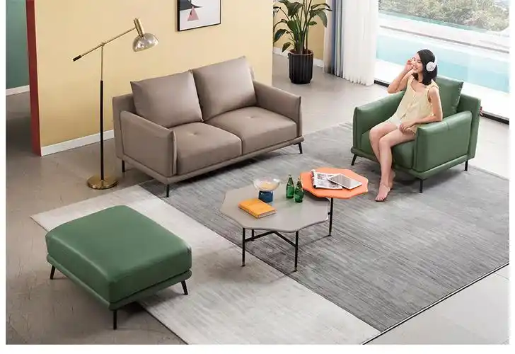 穗宝抗菌沙发床现代简约无痕皮沙发北欧家用客厅单人三人位组合沙发