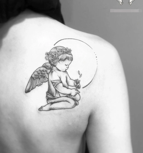 女生各部位天使纹身适合女生的天使纹身图案13