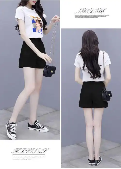 休闲短裤套装女装2023夏季新款时尚运动服夏天短袖衣服夏装两件套
