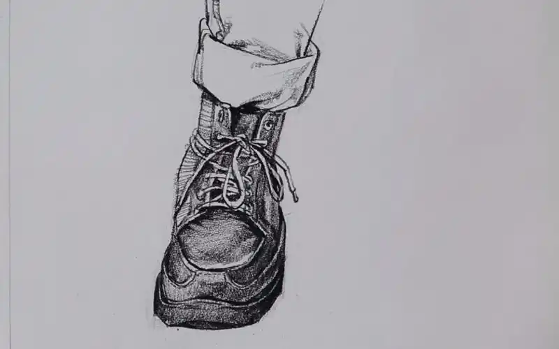 入门局部速写正面男皮靴 2