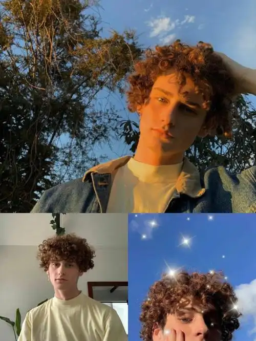 男生复古羊毛卷卷