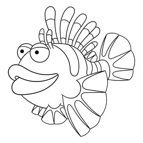 漫画狮子鱼的涂色页图片下载