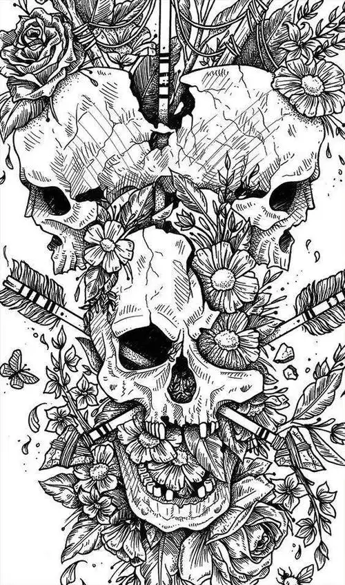 这是一组手绘骷髅头但一点也不恐怖