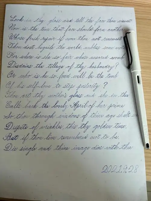 英文手写体练习9