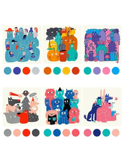 vol31配色灵感可爱的动物插画