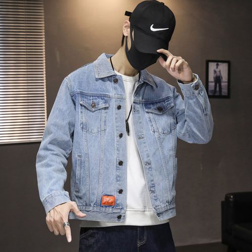 春秋款浅色牛仔外套男宽松百搭男士夹克男上衣服褂子韩版潮流休闲