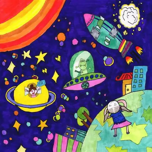 少儿书画作品-《星球》/儿童书画作品《星球》欣赏_中国少儿美术教育