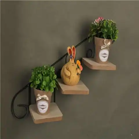 家居客厅壁饰墙饰置物架创意组合壁挂餐厅装饰木质花架摆件收纳架