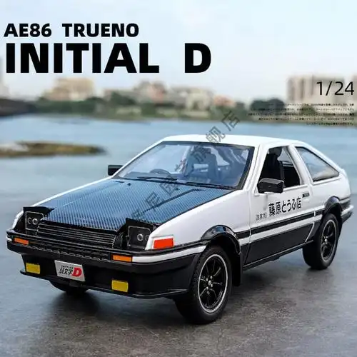 汽车模型仿真丰田藤原ae86头文字d合金车模摆件小汽车男孩玩具车128头
