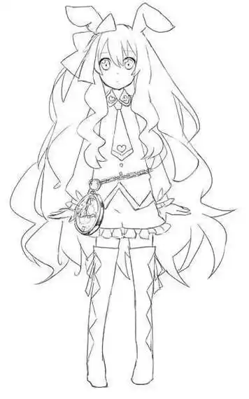 全身漂亮的卡通人物简笔画大全元气少女卡通动漫人物简笔画长发女孩画