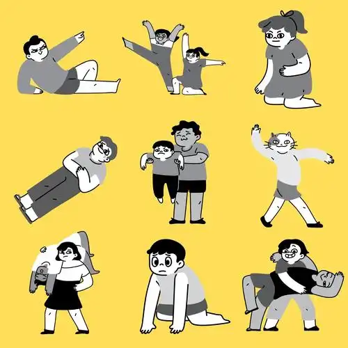 人物搞笑猎奇趣味姿势漫画插画元素