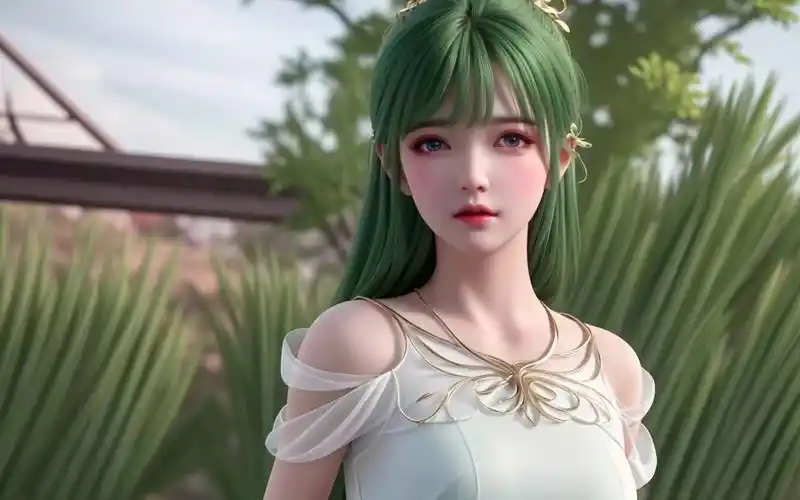 国漫女神4k高清壁纸:画意风华,一头绿发的芙蕖如梦如幻令人陶醉