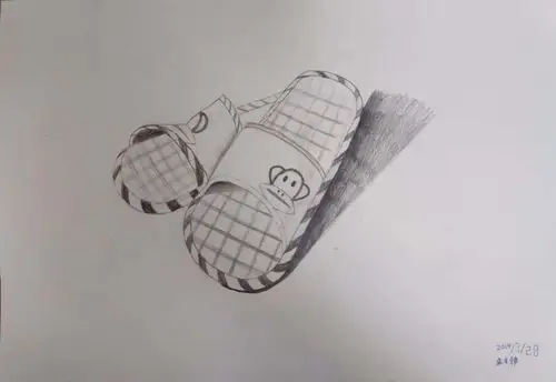 7月28日学习素描.《拖鞋》.