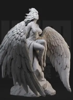 黑暗翼天使 西方奇幻 1/24白模gk手办 35比例兵人3d打印模型 482