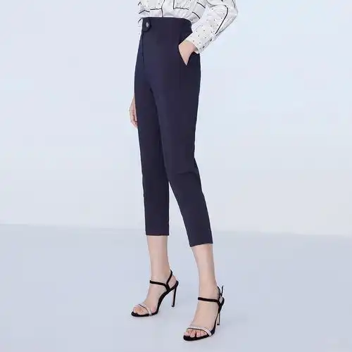 商场同款lily新款女装黑色宽松哈伦高腰宽腿休闲裤