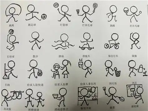 画火柴人参与体育运动,小学成就学子健康多彩人生 画火柴人参与
