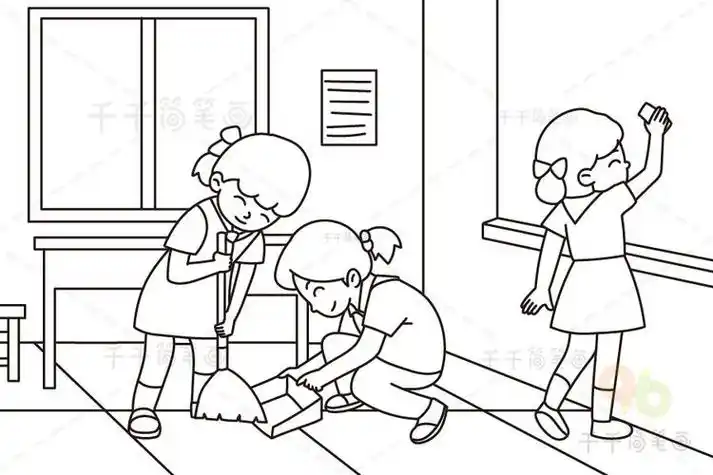 的简笔画打扫卫生一年级跟妈妈一起打扫卫生的简笔画熊孩子日记系列