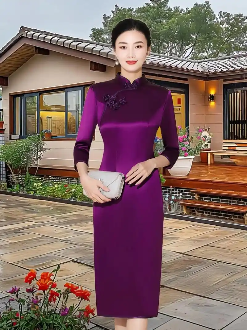 新款夏季婚宴旗袍,高档醋酸面料气质高贵