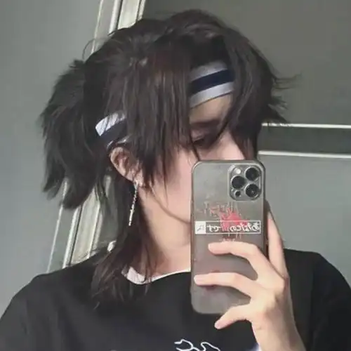 武士头假发男短发韩版帅气日系cos可扎发型设计男女通用全头套自然