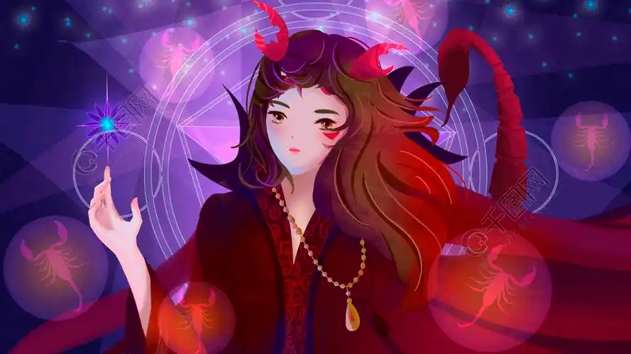 蓝色唯闪亮美星空天蝎座红色女孩