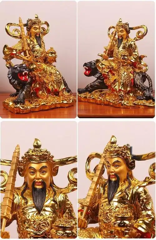 赵公明神像121619英寸家用树脂镀金金脸骑虎将军佛像摆件 16寸 金身