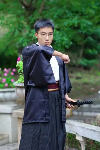 日本和服男秋冬新品行灯袴正装和服套装日本武士和服