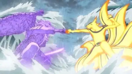 佐助的须佐能乎vs鸣人的最强九尾形态,两大强者的较量,太燃了