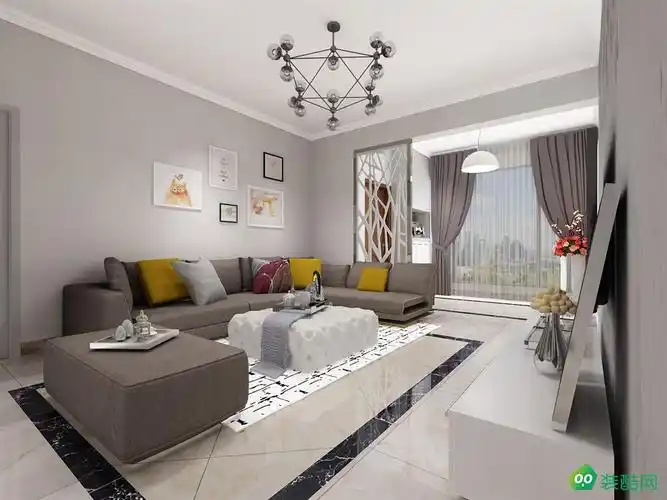 103平米三居室-现代风格装修效果图 现代 三室两厅两卫