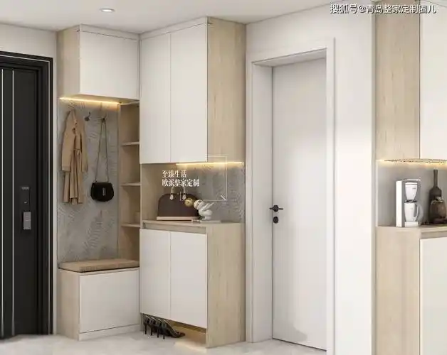 欧派设计转角型入户鞋柜效果图分享——青岛欧派全屋定制,打造家居新